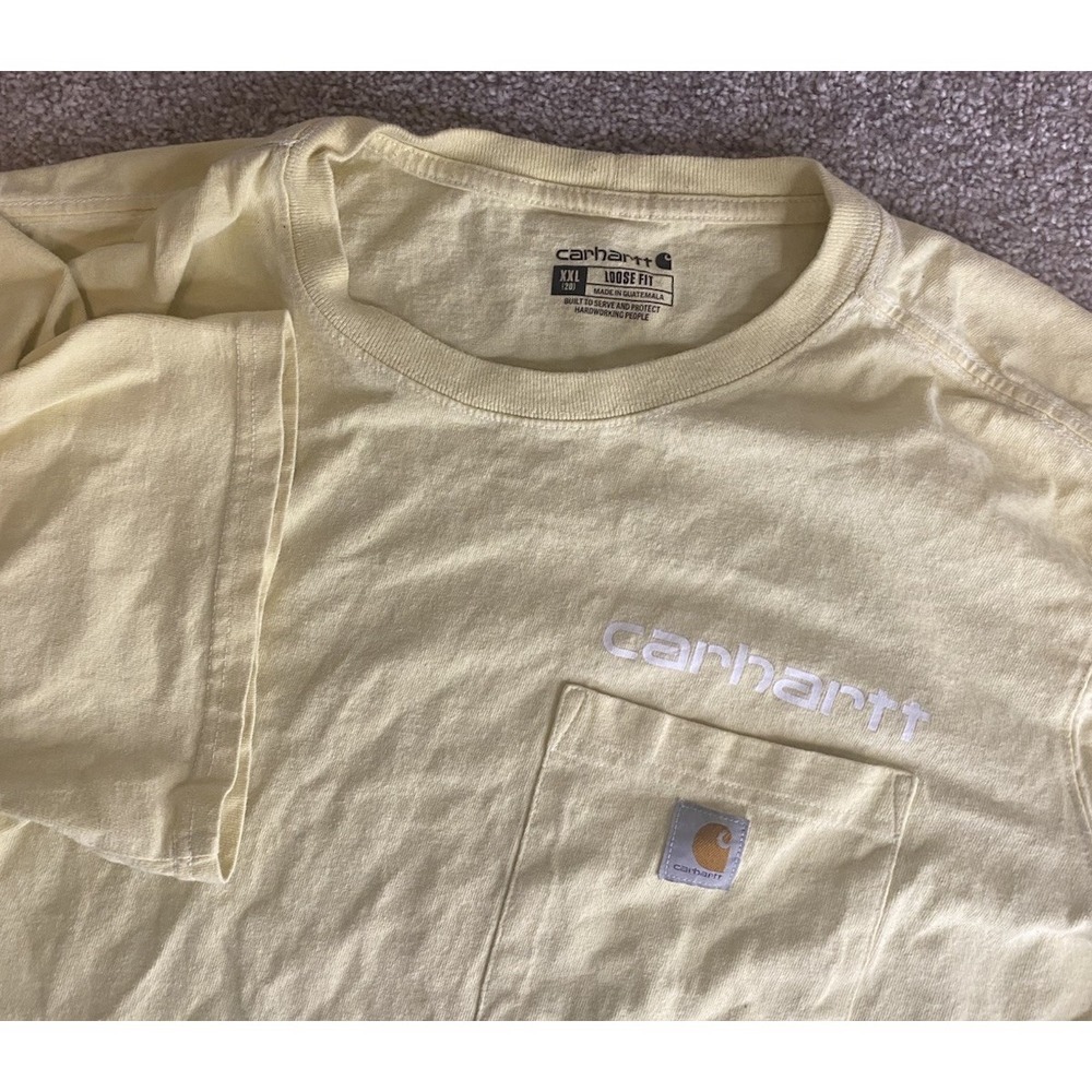 Carhartt TK5670-W Loose Fot Yellow T-Shirt Mens XL Work Wear Outdoor‎ Camp Light